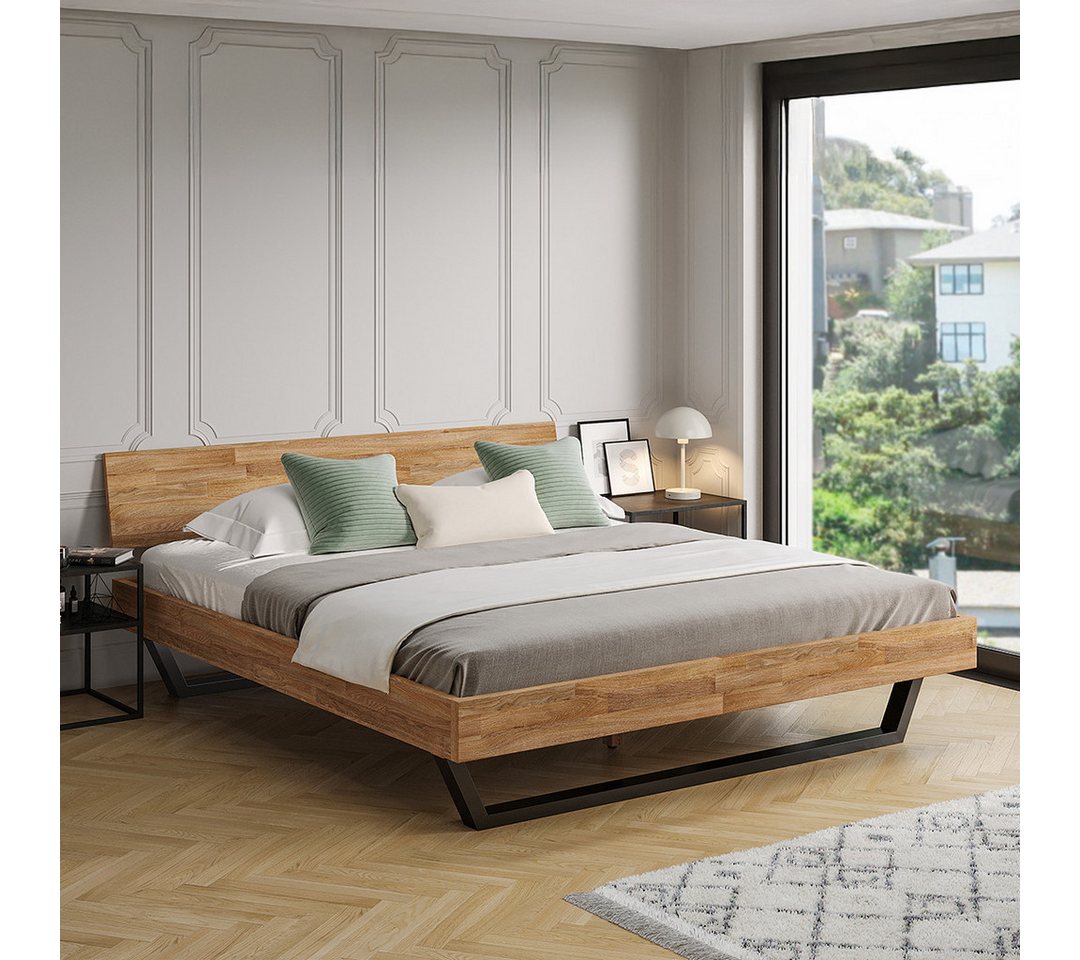 skølm Massivholzbett Alver, natur geölt mit Metallkufen, verfügbar in 140/180 x 200 cm skølm Massivholzbett Alver, natur geölt mit Metallkufen, verfügbar in 140/180 x 200 cm von skølm