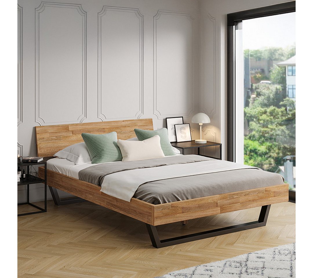 skølm Massivholzbett Alver, natur geölt mit Metallkufen, verfügbar in 140/180 x 200 cm skølm Massivholzbett Alver, natur geölt mit Metallkufen, verfügbar in 140/180 x 200 cm von skølm