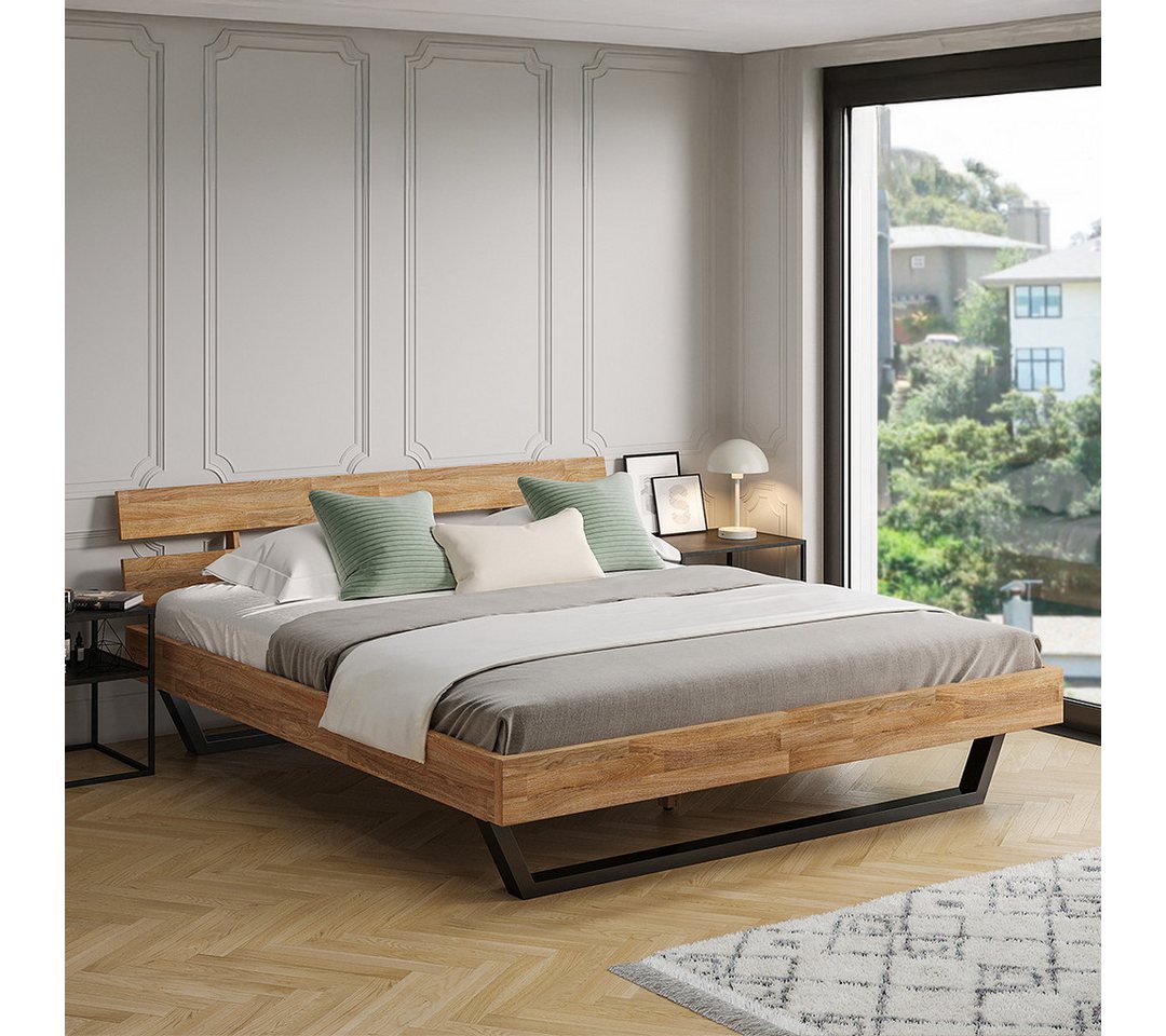 skølm Massivholzbett Alver, natur geölt mit Metallkufen, verfügbar in 140/180 x 200 cm skølm Massivholzbett Alver, natur geölt mit Metallkufen, verfügbar in 140/180 x 200 cm von skølm