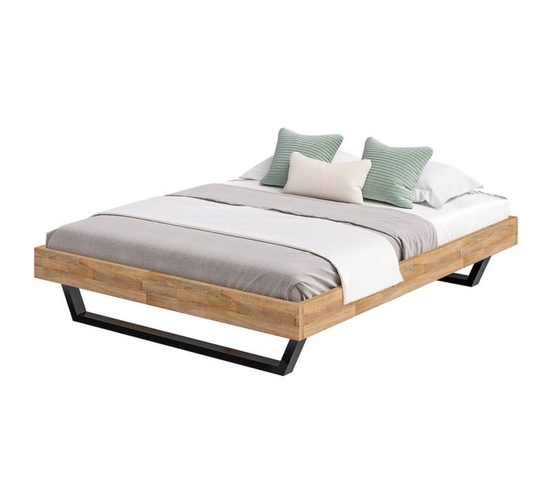 skølm Massivholzbett Alver aus Eiche, ohne Bettkopf, natur geölt mit Metallkufen, verfügbar in 120/140/160/180 x 200 cm skølm Massivholzbett Alver aus Eiche, ohne Bettkopf, natur geölt mit Metallkufen, verfügbar in 120/140/160/180 x 200 cm von skølm