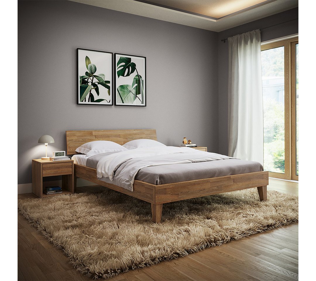 skølm Massivholzbett Asgard aus Eiche (geölt), Holzbett verfügbar in 140/180 x 200 cm von skølm