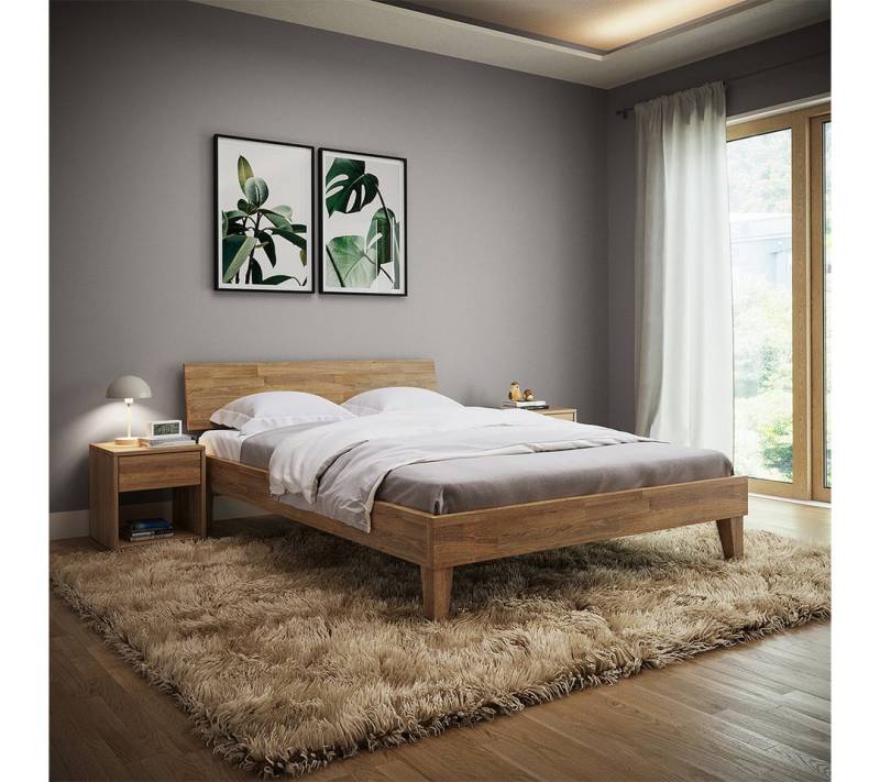 skølm Massivholzbett Asgard aus Eiche (geölt), Holzbett verfügbar in 140/180 x 200 cm von skølm