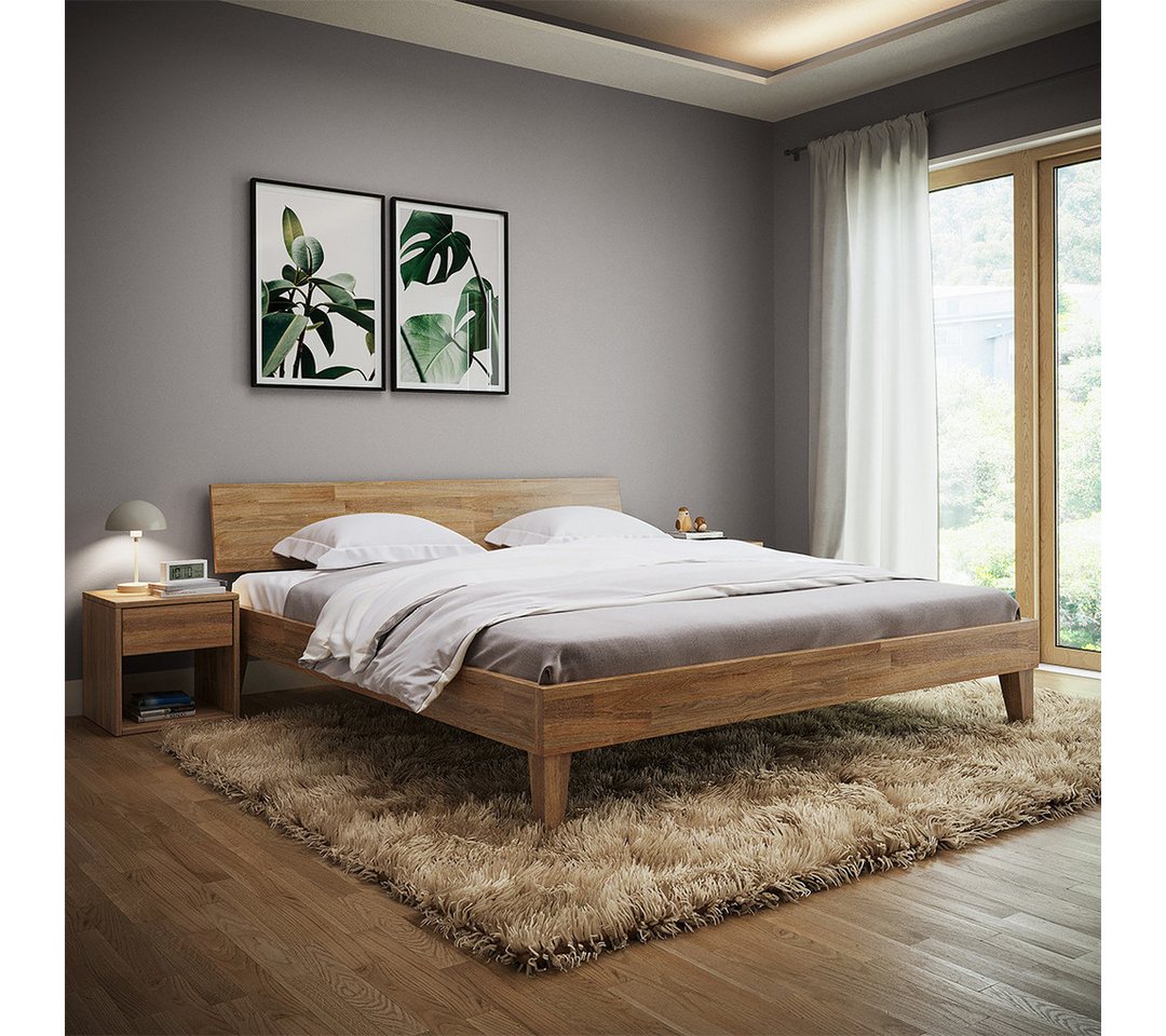 skølm Massivholzbett Asgard aus Eiche (geölt), Holzbett verfügbar in 140/180 x 200 cm von skølm