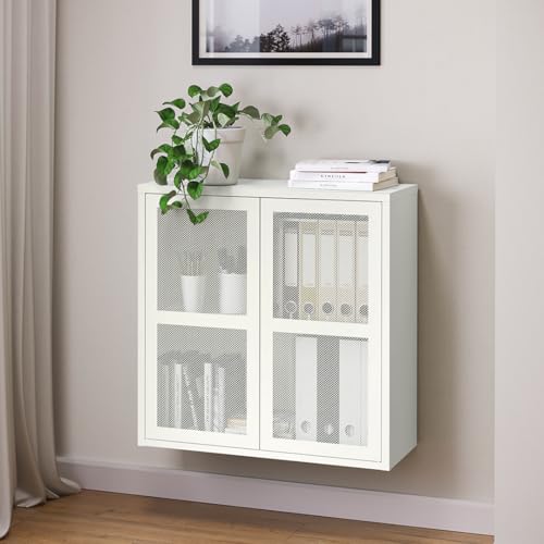skølm Zephyr Metallkommode, Sideboard ohne Füße, Mehrzweckschrank mit Push-to-Open-Funktion weiß, Aktenschrank mit Zwei Fächern und Doppeltür, 80x80x30 cm von skølm