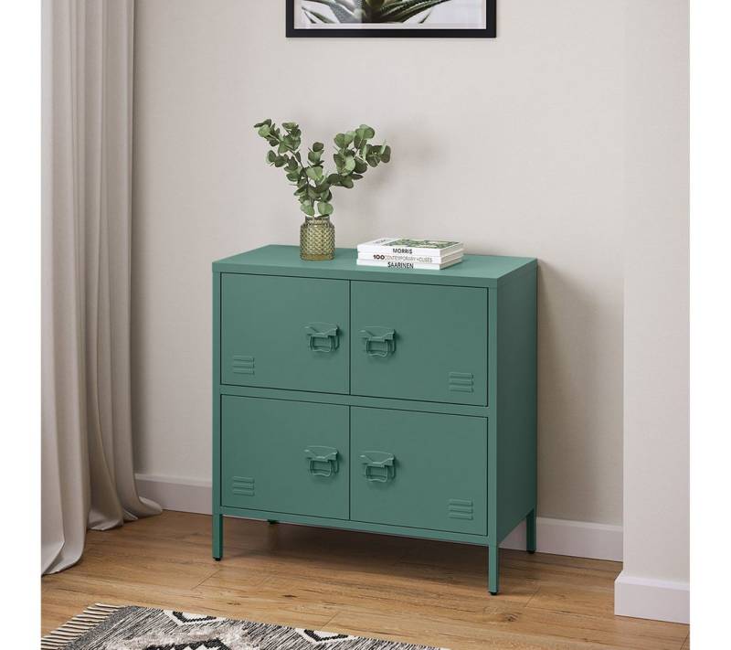skølm. Kommode Zandor (Sideboard mit 2 Fächern, 4 Türen), Wohnzimmerschrank Stahl, pulverbeschichtet, dunkelgrün von skølm.