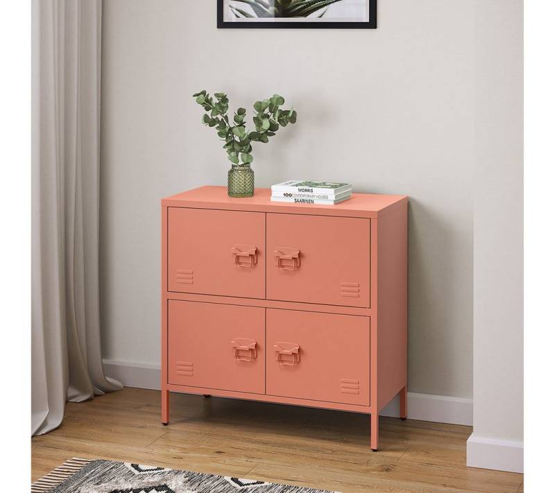 skølm. Kommode Zandor (Sideboard mit 2 Fächern, 4 Türen), Wohnzimmerschrank Stahl, pulverbeschichtet, terrakotta von skølm.