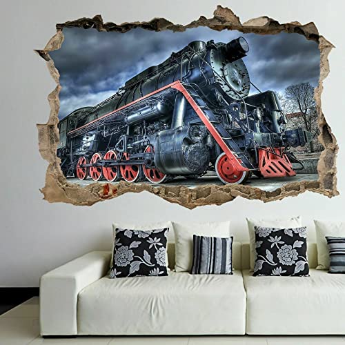 3D Wandaufkleber -- Vintage Retro Dampflokomotive -- Wandkunst Aufkleber Wandbild Aufkleber Wohnkultur Kunstplakat 80X125cm von skopers