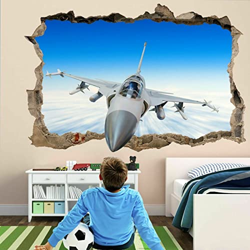 3D Wandtattoo -- Jet Aircraft Militär -- Wandbild Wandsticker selbstklebend Wandmotiv Wohnzimmer Wand Aufkleber 80X125cm von skopers