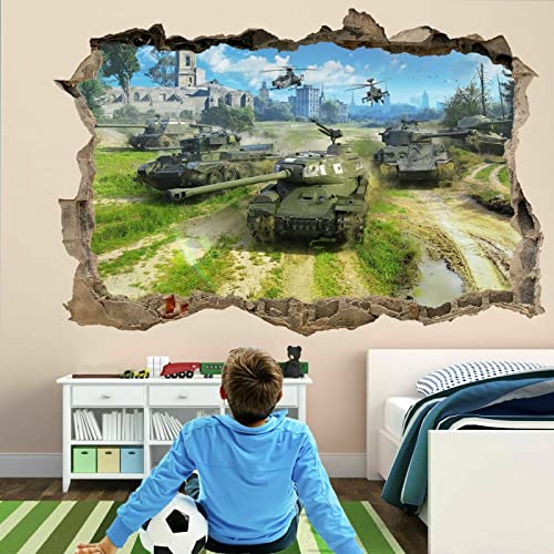 3D Wandtattoo -- Panzer Kriegsarmee -- Wandbild Wandsticker selbstklebend Wandmotiv Wohnzimmer Wand Aufkleber 80X125cm von skopers