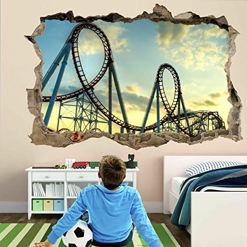 3D Wandtattoo - Roller Coaster Ride - Wandbild Wandsticker selbstklebend Wandmotiv Wohnzimmer Wand Aufkleber 60x90cm von skopers