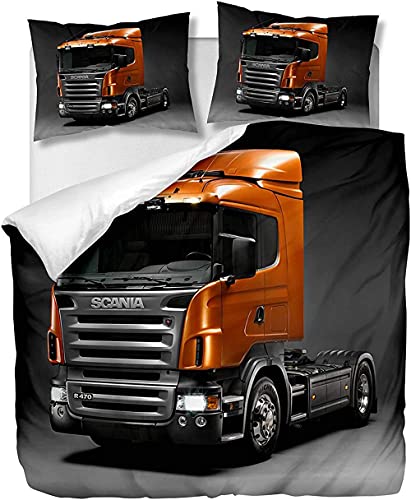 skopers Bettwäsche Set , -- Orange Scania -- mit Reißverschluss ,für Kinder und Erwachsene 135X200CM von skopers
