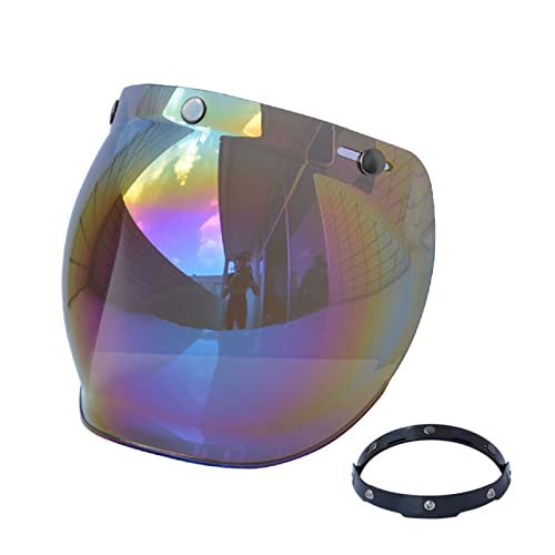 skrskr Motorrad Anti-UV Anti-Kratz-Helme Linse Retro Bubble Visor Windschutzscheibe Universal für Standard 3-Snap Jethelme von skrskr