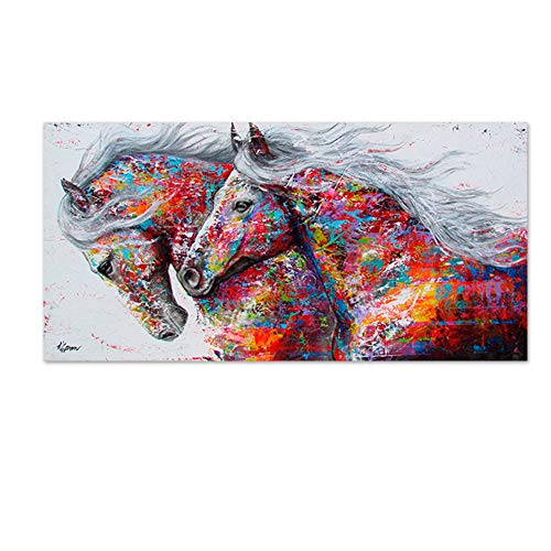Kunstdruck auf Leinwand, Motiv: Wildes Pferd, abstraktes Tier, Ölgemälde, Heimdekoration von sky art