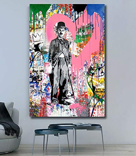 Leinwanddruck im Hochformat, Abstrakt, Motiv: Mickey Mouse, Einstein, Graffiti-Bild, Kunstdruck, Poster, für Büro, Schlafzimmer, Cafe, Dekoration mit Rahmen von sky art