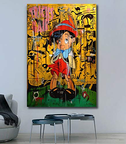 Leinwandbild Hochformat Abstrakt Mickey Mouse Graffiti Bild Kunstdruck Poster Büro Schlafzimmer Cafe Dekoration mit Rahmen von sky art