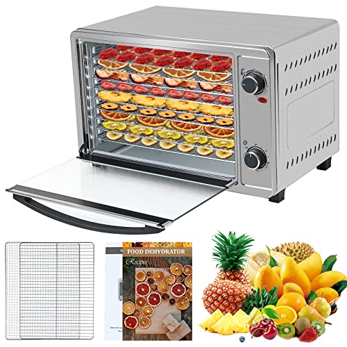 Skyehomo Dörrautomat Edelstahl 650W mit Rezepte, 30L Dörrgerät mit 8 Einlegefächer Spülmaschienfest, 40°-80°C Trockener 24h Timer, Dörrapparat 0,78㎡ Food Dehydrator, Fleisch, Obst, Gemüse, BPA frei von skyehomo