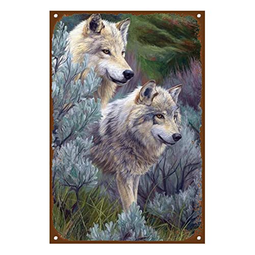 Blechschild Dekoschild Retro PosterWaldtier Wolf,Metall Plakat Vintage Türschilder Deko Schild Blech Kunst Schilder Hof Bar Cafe Geschenk von skygvvege