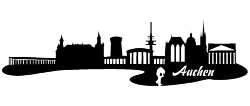 skyline4u Aufkleber Aachen Skyline mit Sehenswürdigkeiten in 8 Größen und 25 Farben (20x5,4cm schwarz) von Lupsty