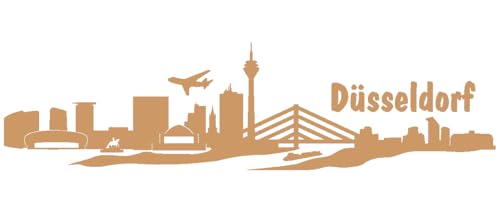 Skyline4u Aufkleber Düsseldorf mit Sehenswürdigkeiten 80 x 20cm Hellbraun von Skyline4u