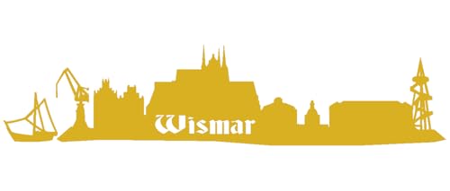 Skyline4u Aufkleber Wismar Skyline mehrere Größen 25 x 5,7cm goldmetalleffekt von Skyline4u