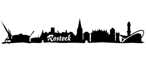 skyline4u Rostock Aufkleber Skyline Collage in 8 Größen und 25 Farben (20x3,6cm schwarz) von Skyline4u