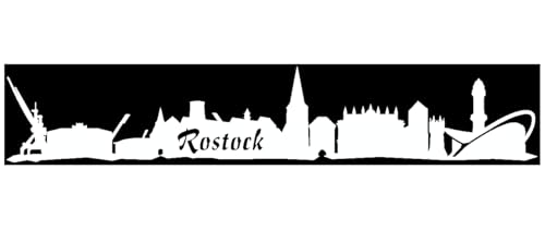skyline4u Rostock Aufkleber Skyline Collage in 8 Größen und 25 Farben (20x3,6cm weiß) von skyline4u