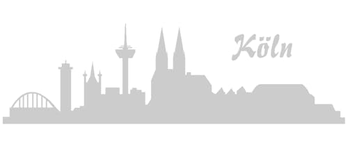 Skyline4u Stadtaufkleber Köln Autoaufkleber Collage 100 x 29cm silbermetalleffekt von Skyline4u