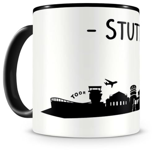 skyline4u Tasse mit Stuttgart Skyline für Kaffee oder Tee H:95mm/D:82mm schwarz von skyline4u