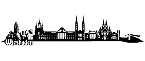 Skyline4u Wandtattoo Wiesbaden mit Sehenswürdigkeiten 50 x 10,7cm schwarz von Skyline4u