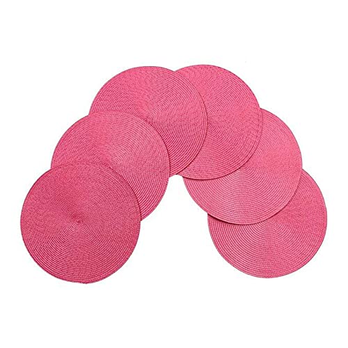 Gewebte Spiral-Tischsets, 38,1 cm, rundes Set mit 6 rutschfesten Tischsets für Esszimmer und Küche, Französische Rose Stoffservietten Weinrot (Hot Pink, One Size) von skyrabbiter