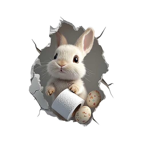 Skyrabbiter Deko Aufkleber WC Deckel, Toilettendeckel Bad Badezimmer Klo Funsticker, 3D Osterhase Hasen Toiletten Dekoration, Toiletten Aufkleber, Wohnkultur Wandaufkleber, selbstklebend (C) von skyrabbiter