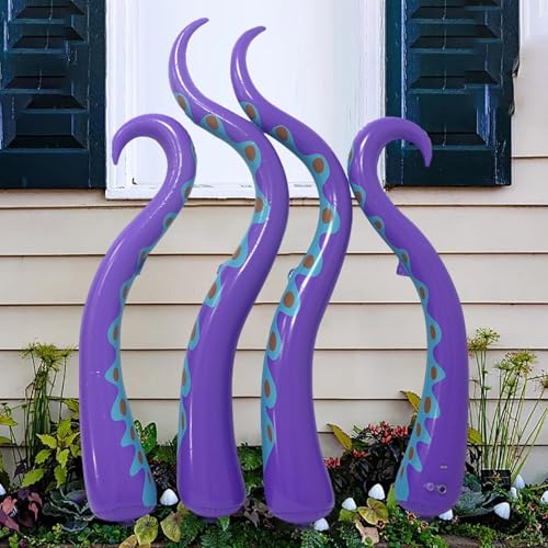 Skyrabbiter Halloween Aufblasbare Tentakel Dekoration, 150 cm Höhe, Aufblasbare wasserdichte PVC-Dekorationen für Partys Oktopus-Tentakel, Gruseliges Halloween-Accessoire für Hinterhof-Fenstertür (A) Skyrabbiter Halloween Aufblasbare Tentakel Dekoration, 150 cm Höhe, Aufblasbare wasserdichte PVC-Dekorationen für Partys Oktopus-Tentakel, Gruseliges Halloween-Accessoire für Hinterhof-Fenstertür (A) von skyrabbiter