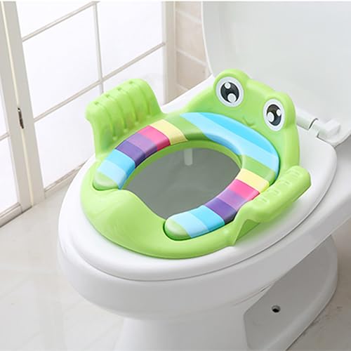 Skyrabbiter Kinder Toilettensitz mit Frosch-Design, 38 x 8 cm, Toilettenaufsatz für kinder ab 2 Jahre mit Anti-Rutsch Beschichtung, Verstellbarer Toilettentrainer, Toilet seat for kids (B) von skyrabbiter