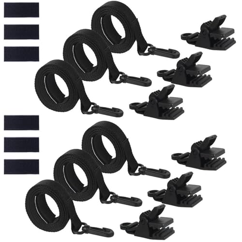 Skyrabbiter Schwimmbad-Solarabdeckung Befestigungsset, 6 Gurte mit Haken und 6 Clips, Rotationsverstellung bis 1,5 cm, Schwarz, Leicht Kompakt, für Camping Picknick Wandern Hängematte (A) von skyrabbiter