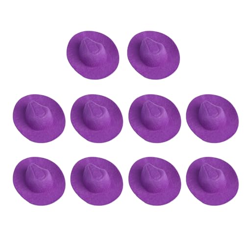 skyrabbiter 10Pcs Mini Cowboy Hut Kunststoff Mini Western Hut Nette Puppe Hut Party Hüte Für Pretend Spielen Puppenhaus Dekoration Abschlussfeier Deko 2022 Rot Und Schwarz (Purple, One Size) von skyrabbiter