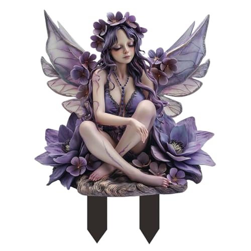 skyrabbiter Garten-Dekostecker Waldgeist, 30 x 19 cm, 2D-Acryl, Märchengarten-Figur für Innen und Außen, Lustige Gartenfigure Baumstecker Gartenschilder Blumenstecker Frühlingsdeko für Hof Rasen (U) von skyrabbiter