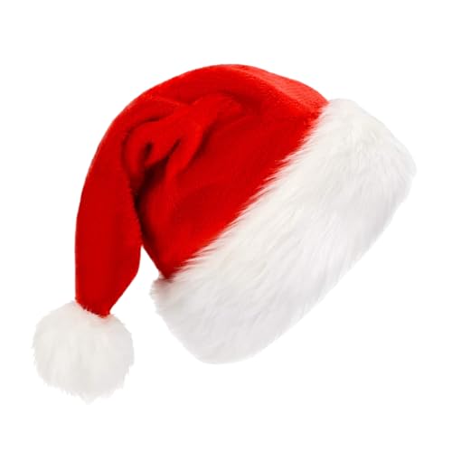 skyrabbiter Plüsch-Weihnachtsmannmütze, Weihnachtsdekoration, für Erwachsene, Kinder, Babys, mehrere Größen, große Kugel, Weihnachtsmannmütze Event-Tischdecke (C, 26x37x7.5) von skyrabbiter