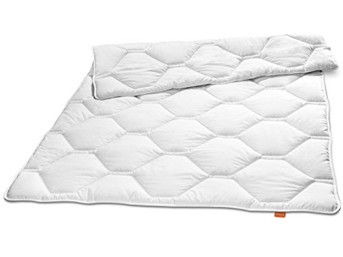 sleepling 190100 Komfort 340 Winter Bettdecke Made in Germany Baumwolle Satin Duo warm 155 x 220 cm, weiß von sleepling