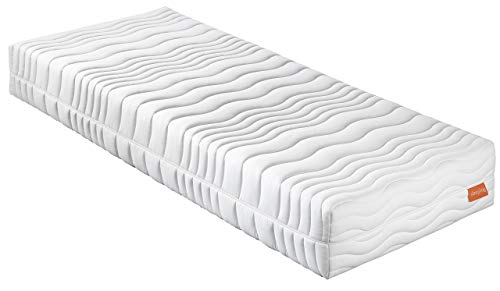 sleepling 190161 Gelschaum Matratze Innovation 400, 8 cm Memory Foam Auflage, Wendegriffe, Härtegrad 2.5 bis 100 kg, Made in EU, Ökotex, waschbar 60 Grad, 180 x 200 cm, weiß von sleepling