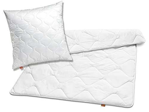 sleepling Sommer Bettdecke 155x220 Set mit Kissen 80x80, Bettzeug, Sommerdecke und Kopfkissen, Sommerbettdecke leicht 155 x 220, Decke Made in EU, Ökotex, Waschbar 60 Grad, 100% Mikrofaser von sleepling