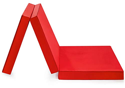 sleepling 192893 Klappmatratze | Gaestematratze Faltmatratze Notbett | Mikrofaser | Made in EU | Ökotex 100 | Universalhärtegrad | Bezug waschbar | 65 x 196 x 8.5 cm, rot von sleepling