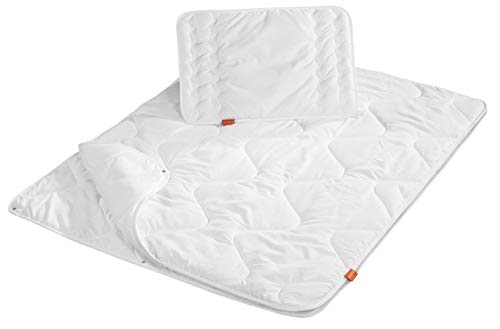 sleepling 194479 Baby Babybetten Set, 4-Jahreszeitenbettdecke Bettdecke 100 x 135 cm und Flachkissen Kopfkissen 40 x 60 cm, Made in EU, Ökotex 100, waschbar 60 Grad von sleepling