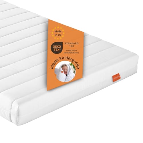 sleepling Kindermatratze 60 x 120 x 9 cm, Rollmatratze Gästematratze Lucy, Komfortschaummatratze, Made in EU, Bezug waschbar, Ökotex 100, Härtegrad 2, weiß von sleepling