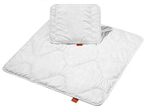 sleepling 196277 Baby Babybetten Set, medium Ganzjahresbettdecke Bettdecke 80 x 80 cm und Flachkissen Kopfkissen 35 x 40 cm, Made in EU, Ökotex 100, waschbar 60 Grad von sleepling