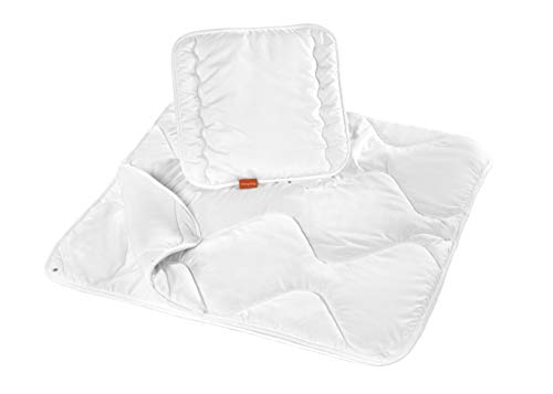 sleepling 196278 Baby Babybetten Set, 4-Jahreszeitenbettdecke Bettdecke 80 x 80 cm und Flachkissen Kopfkissen 35 x 40 cm, Made in EU, Ökotex 100, waschbar 60 Grad von sleepling