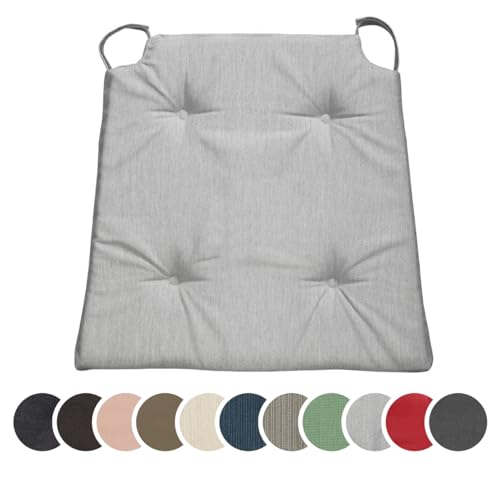 sleepling 2er Set Stuhlkissen, Sitzkissen für Indoor und Outdoor, mit Klettverschluss, 100% Mikrofaser, Made in EU, Maße: 42 (vorne) 35 (hinten) x 40 x 5 cm, hellgrau von sleepling