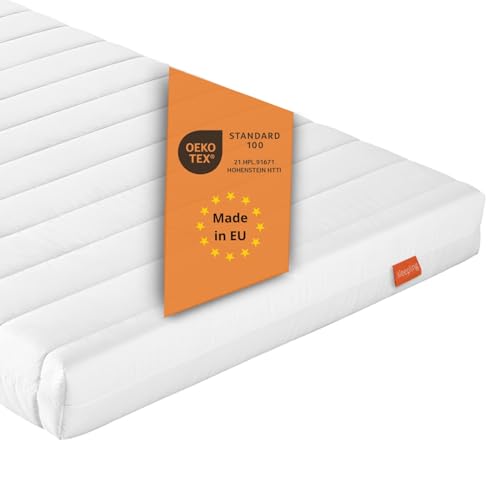 sleepling Matratze 70 x 200 x 11 cm, Rollmatratze Gästematratze, Komfortschaummatratze, Made in EU, Bezug waschbar, Ökotex 100, Härtegrad 2, weiß von sleepling
