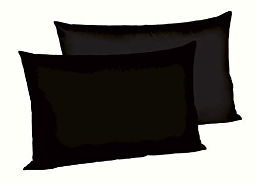 sleepling 196878 2er Set Kissenbezug Renforcé | Kissenhülle aus 100% Baumwolle | verdeckter Reißverschluss | Waschbar 60 Grad | Ökotex 100 | 40 x 60 cm, schwarz von sleepling