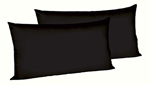 sleepling 196879 2er Set Kissenbezug Renforcé | Kissenhülle aus 100% Baumwolle | verdeckter Reißverschluss | Waschbar 60 Grad | Ökotex 100 | 40 x 80 cm, schwarz von sleepling