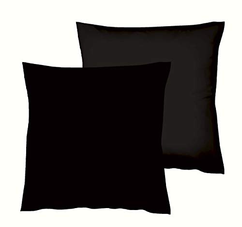 sleepling 196880 2er Set Kissenbezug Renforcé | Kissenhülle aus 100% Baumwolle | verdeckter Reißverschluss | Waschbar 60 Grad | Ökotex 100 | 80 x 80 cm, schwarz von sleepling